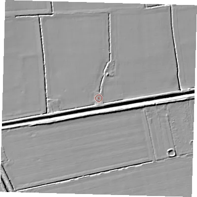Shaded relief map of the ground around PE227NF, computed from Environment Agency LiDAR. The ground here sits at about 3 m above sea level and falls 7 m across the surrounding 800 m. Surface water reaching this point runs off ground lying to the south-west, 2.0 m higher.