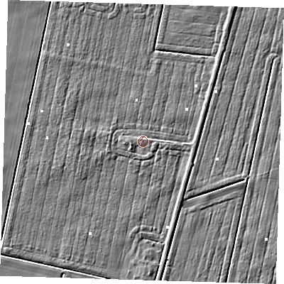 Shaded relief map of the ground around PE228LE, computed from Environment Agency LiDAR. The ground here sits at about 1 m above sea level and falls 3 m across the surrounding 800 m. Surface water reaching this point runs off ground lying to the west-south-west, 1.5 m higher.
