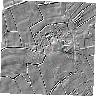 Shaded relief map of the ground around PE228NA, computed from Environment Agency LiDAR. The ground here sits at about 2 m above sea level and falls 4 m across the surrounding 800 m. Surface water reaching this point runs off ground lying to the east, 3.0 m higher.