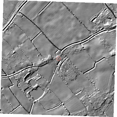 Shaded relief map of the ground around PE228NJ, computed from Environment Agency LiDAR. The ground here sits at about 2 m above sea level and falls 6 m across the surrounding 800 m. Surface water reaching this point runs off ground lying to the north-west, 0.9 m higher.