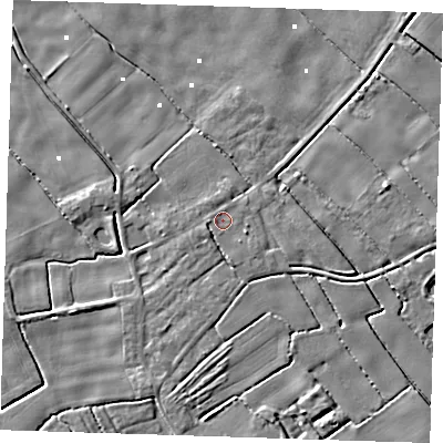 Shaded relief map of the ground around PE228NU, computed from Environment Agency LiDAR. The ground here sits at about 1 m above sea level and falls 5 m across the surrounding 800 m. Surface water reaching this point runs off ground lying to the south-south-east, 1.1 m higher.
