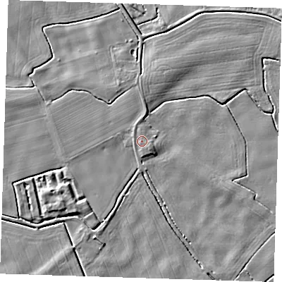 Shaded relief map of the ground around PE228PQ, computed from Environment Agency LiDAR. The ground here sits at about 3 m above sea level and falls 4 m across the surrounding 800 m. Surface water reaching this point runs off ground lying to the south-east, 1.1 m higher.