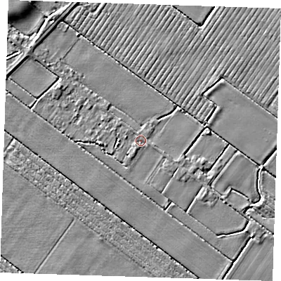 Shaded relief map of the ground around PE228SD, computed from Environment Agency LiDAR. The ground here sits at about 3 m above sea level and falls 3 m across the surrounding 800 m. Surface water reaching this point runs off ground lying to the south-south-west, 0.5 m higher.