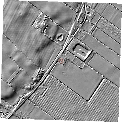 Shaded relief map of the ground around PE228SE, computed from Environment Agency LiDAR. The ground here sits at about 3 m above sea level and falls 4 m across the surrounding 800 m. Surface water reaching this point runs off ground lying to the north-north-west, 1.2 m higher.
