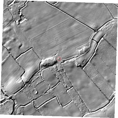 Shaded relief map of the ground around PE228SG, computed from Environment Agency LiDAR. The ground here sits at about 3 m above sea level and falls 4 m across the surrounding 800 m. Surface water reaching this point runs off ground lying to the west-south-west, 1.3 m higher.