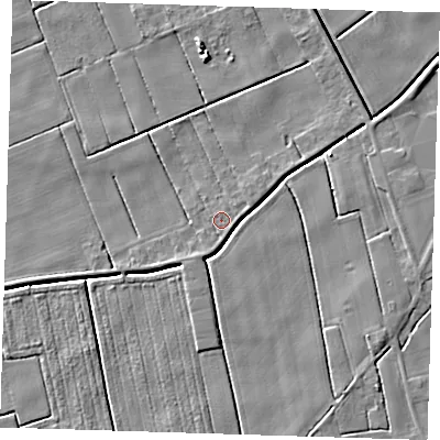 Shaded relief map of the ground around PE229DL, computed from Environment Agency LiDAR. The ground here sits at about 1 m above sea level and falls 4 m across the surrounding 800 m. Surface water reaching this point runs off ground lying to the south-south-west, 0.9 m higher.