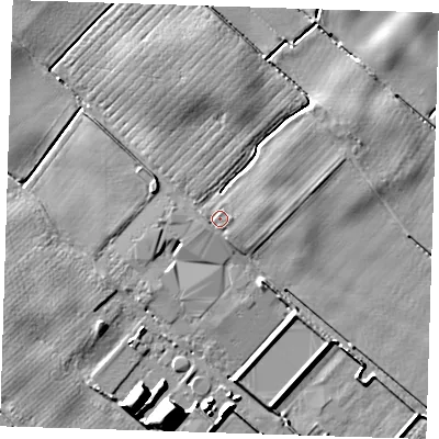 Shaded relief map of the ground around PE229HE, computed from Environment Agency LiDAR. The ground here sits at about 5 m above sea level and falls 10 m across the surrounding 800 m. Surface water reaching this point runs off ground lying to the east, 0.9 m higher.
