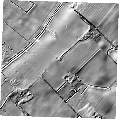 Shaded relief map of the ground around PE229HJ, computed from Environment Agency LiDAR. The ground here sits at about 5 m above sea level and falls 5 m across the surrounding 800 m. Surface water reaching this point runs off ground lying to the south-south-east, 0.6 m higher.