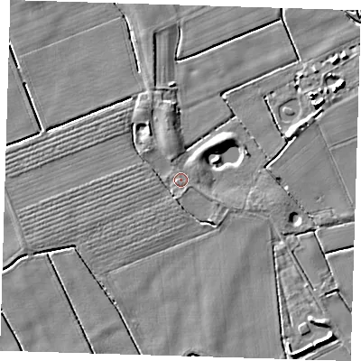 Shaded relief map of the ground around PE229HZ, computed from Environment Agency LiDAR. The ground here sits at about 3 m above sea level and falls 5 m across the surrounding 800 m. Surface water reaching this point runs off ground lying to the north-north-west, 2.5 m higher.