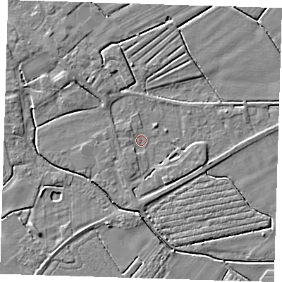 Shaded relief map of the ground around PE229LE, computed from Environment Agency LiDAR. The ground here sits at about 2 m above sea level and falls 3 m across the surrounding 800 m. Surface water reaching this point runs off ground lying to the south-east, 2.3 m higher.