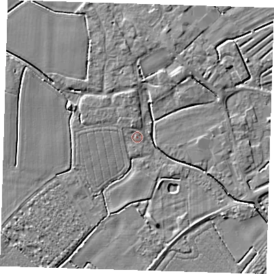 Shaded relief map of the ground around PE229NN, computed from Environment Agency LiDAR. The ground here sits at about 2 m above sea level and falls 4 m across the surrounding 800 m. Surface water reaching this point runs off ground lying to the north-north-west, 2.6 m higher.