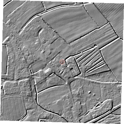 Shaded relief map of the ground around PE229NP, computed from Environment Agency LiDAR. The ground here sits at about 3 m above sea level and falls 3 m across the surrounding 800 m. Surface water reaching this point runs off ground lying to the west-south-west, 1.0 m higher.