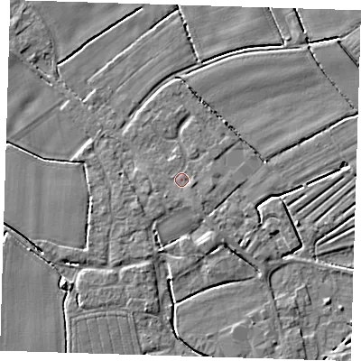 Shaded relief map of the ground around PE229NS, computed from Environment Agency LiDAR. The ground here sits at about 3 m above sea level and falls 4 m across the surrounding 800 m. Surface water reaching this point runs off ground lying to the south-south-east, 0.8 m higher.