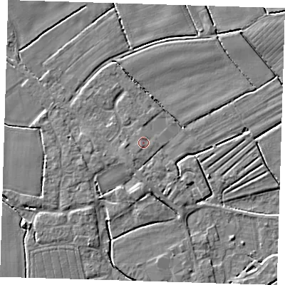 Shaded relief map of the ground around PE229NU, computed from Environment Agency LiDAR. The ground here sits at about 3 m above sea level and falls 4 m across the surrounding 800 m. Surface water reaching this point runs off ground lying to the south-west, 0.9 m higher.