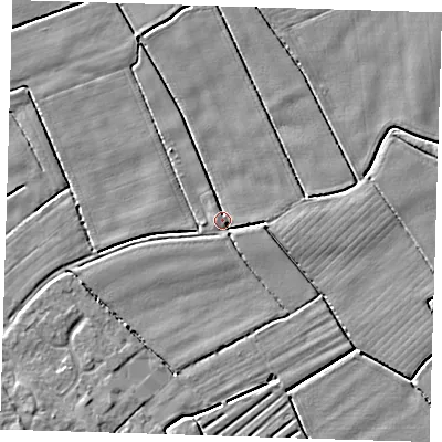 Shaded relief map of the ground around PE229NX, computed from Environment Agency LiDAR. The ground here sits at about 2 m above sea level and falls 3 m across the surrounding 800 m. Surface water reaching this point runs off ground lying to the south-east, 1.9 m higher.