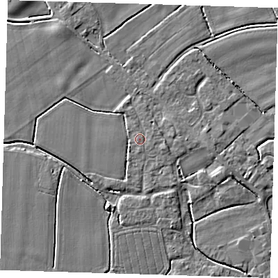 Shaded relief map of the ground around PE229NY, computed from Environment Agency LiDAR. The ground here sits at about 3 m above sea level and falls 4 m across the surrounding 800 m. Surface water reaching this point runs off ground lying to the east, 0.7 m higher.