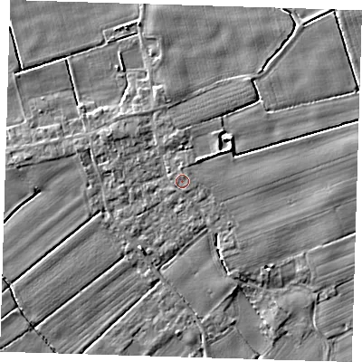 Shaded relief map of the ground around PE229PU, computed from Environment Agency LiDAR. The ground here sits at about 3 m above sea level and falls 4 m across the surrounding 800 m. Surface water reaching this point runs off ground lying to the north-north-east, 1.0 m higher.