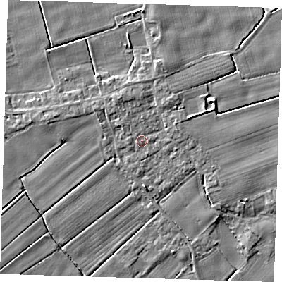 Shaded relief map of the ground around PE229PZ, computed from Environment Agency LiDAR. The ground here sits at about 2 m above sea level and falls 4 m across the surrounding 800 m. Surface water reaching this point runs off ground lying to the east-north-east, 1.5 m higher.