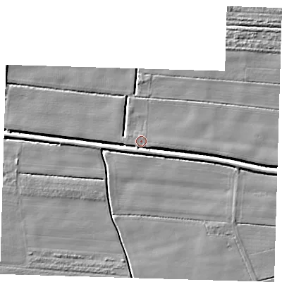 Shaded relief map of the ground around PE229SD, computed from Environment Agency LiDAR. The ground here sits at about 2 m above sea level and falls 5 m across the surrounding 800 m. Surface water reaching this point runs off ground lying to the south-west, 0.7 m higher.