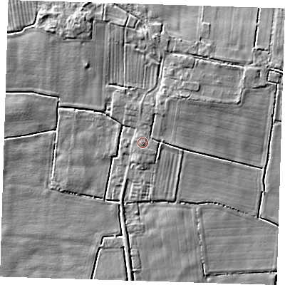 Shaded relief map of the ground around PE235BH, computed from Environment Agency LiDAR. The ground here sits at about 3 m above sea level and falls 6 m across the surrounding 800 m. Surface water reaching this point runs off ground lying to the south-south-east, 0.8 m higher.