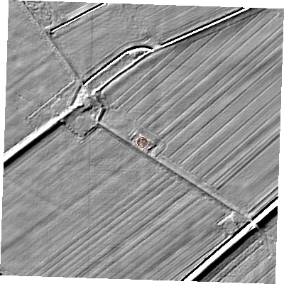 Shaded relief map of the ground around PE244AY, computed from Environment Agency LiDAR. The ground here sits at about 3 m above sea level and falls 5 m across the surrounding 800 m. Surface water reaching this point runs off ground lying to the west, 0.6 m higher.