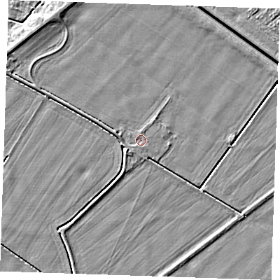 Shaded relief map of the ground around PE244RG, computed from Environment Agency LiDAR. The ground here sits at about 3 m above sea level and falls 4 m across the surrounding 800 m. Surface water reaching this point runs off ground lying to the south-west, 0.7 m higher.