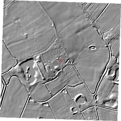 Shaded relief map of the ground around PE244SH, computed from Environment Agency LiDAR. The ground here sits at about 3 m above sea level and falls 5 m across the surrounding 800 m. Surface water reaching this point runs off ground lying to the north-north-west, 1.7 m higher.