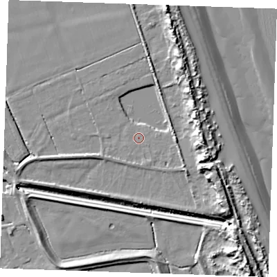 Shaded relief map of the ground around PE245XS, computed from Environment Agency LiDAR. The ground here sits at about 3 m above sea level and falls 16 m across the surrounding 800 m. Surface water reaching this point runs off ground lying to the south, 1.2 m higher.