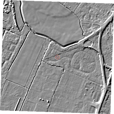 Shaded relief map of the ground around PE251DD, computed from Environment Agency LiDAR. The ground here sits at about 2 m above sea level and falls 5 m across the surrounding 800 m. Surface water reaching this point runs off ground lying to the north-north-west, 0.9 m higher.