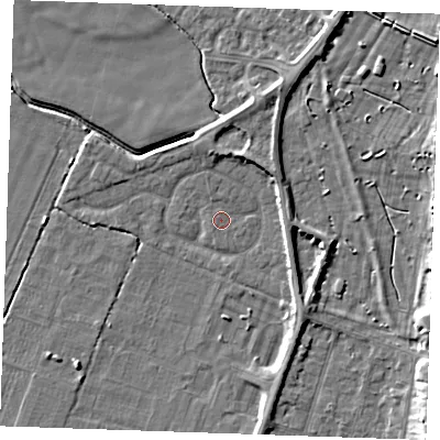 Shaded relief map of the ground around PE251DW, computed from Environment Agency LiDAR. The ground here sits at about 2 m above sea level and falls 8 m across the surrounding 800 m. Surface water reaching this point runs off ground lying to the north-north-west, 0.8 m higher.