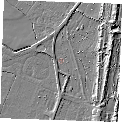 Shaded relief map of the ground around PE251DY, computed from Environment Agency LiDAR. The ground here sits at about 3 m above sea level and falls 13 m across the surrounding 800 m. Surface water reaching this point runs off ground lying to the south-south-east, 3.3 m higher.