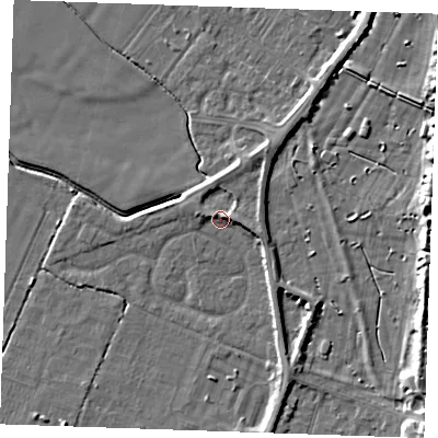 Shaded relief map of the ground around PE251DZ, computed from Environment Agency LiDAR. The ground here sits at about 3 m above sea level and falls 9 m across the surrounding 800 m. Surface water reaching this point runs off ground lying to the north-east, 2.9 m higher.