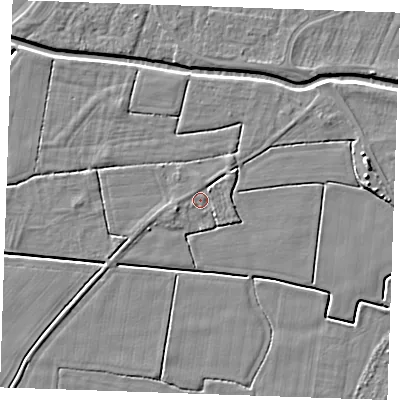 Shaded relief map of the ground around PE251JJ, computed from Environment Agency LiDAR. The ground here sits at about 2 m above sea level and falls 5 m across the surrounding 800 m. Surface water reaching this point runs off ground lying to the north-east, 1.6 m higher.
