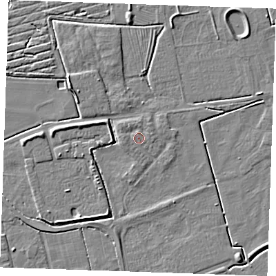 Shaded relief map of the ground around PE251JT, computed from Environment Agency LiDAR. The ground here sits at about 3 m above sea level and falls 5 m across the surrounding 800 m. Surface water reaching this point runs off ground lying to the west, 1.0 m higher.