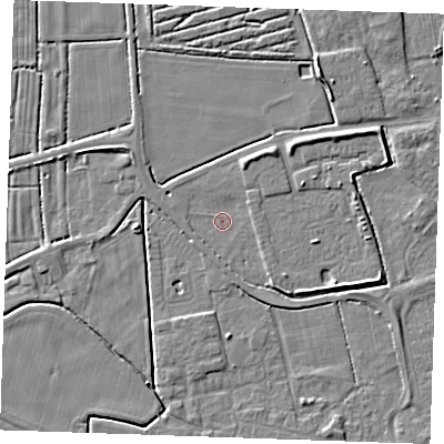 Shaded relief map of the ground around PE251NA, computed from Environment Agency LiDAR. The ground here sits at about 2 m above sea level and falls 5 m across the surrounding 800 m. Surface water reaching this point runs off ground lying to the south-south-west, 0.9 m higher.