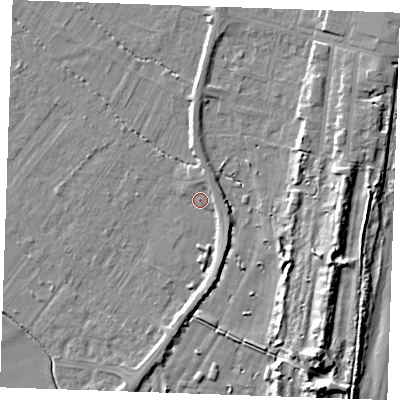 Shaded relief map of the ground around PE251QW, computed from Environment Agency LiDAR. The ground here sits at about 3 m above sea level and falls 12 m across the surrounding 800 m. Surface water reaching this point runs off ground lying to the south-south-east, 3.0 m higher.
