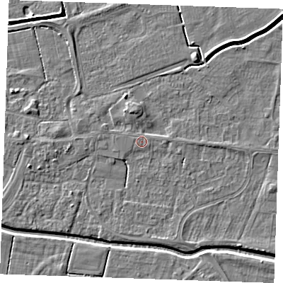 Shaded relief map of the ground around PE251SY, computed from Environment Agency LiDAR. The ground here sits at about 3 m above sea level and falls 4 m across the surrounding 800 m. Surface water reaching this point runs off ground lying to the east, 0.9 m higher.