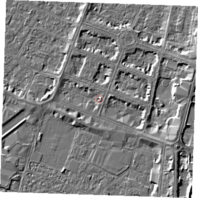 Shaded relief map of the ground around PE252AH, computed from Environment Agency LiDAR. The ground here sits at about 3 m above sea level and falls 5 m across the surrounding 800 m. Surface water reaching this point runs off ground lying to the east, 3.8 m higher.