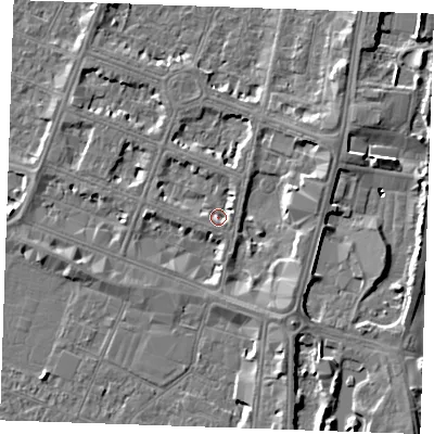 Shaded relief map of the ground around PE252AW, computed from Environment Agency LiDAR. The ground here sits at about 3 m above sea level and falls 6 m across the surrounding 800 m. Surface water reaching this point runs off ground lying to the east, 1.9 m higher.