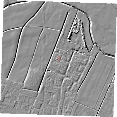 Shaded relief map of the ground around PE252BE, computed from Environment Agency LiDAR. The ground here sits at about 2 m above sea level and falls 5 m across the surrounding 800 m. Surface water reaching this point runs off ground lying to the south-east, 0.6 m higher.