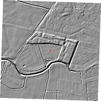 Shaded relief map of the ground around PE252BQ, computed from Environment Agency LiDAR. The ground here sits at about 2 m above sea level and falls 4 m across the surrounding 800 m. Surface water reaching this point runs off ground lying to the north-east, 3.0 m higher.