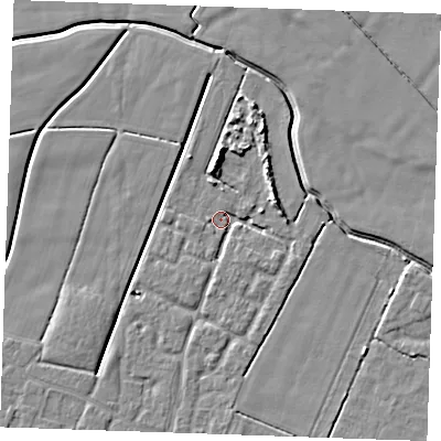 Shaded relief map of the ground around PE252EH, computed from Environment Agency LiDAR. The ground here sits at about 2 m above sea level and falls 5 m across the surrounding 800 m. Surface water reaching this point runs off ground lying to the north, 5.0 m higher.