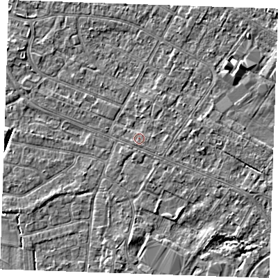 Shaded relief map of the ground around PE252JG, computed from Environment Agency LiDAR. The ground here sits at about 2 m above sea level and falls 4 m across the surrounding 800 m. Surface water reaching this point runs off ground lying to the east, 0.8 m higher.