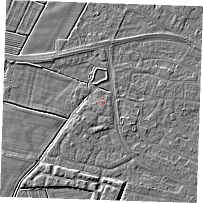 Shaded relief map of the ground around PE252JZ, computed from Environment Agency LiDAR. The ground here sits at about 3 m above sea level and falls 4 m across the surrounding 800 m. Surface water reaching this point runs off ground lying to the south-east, 0.7 m higher.