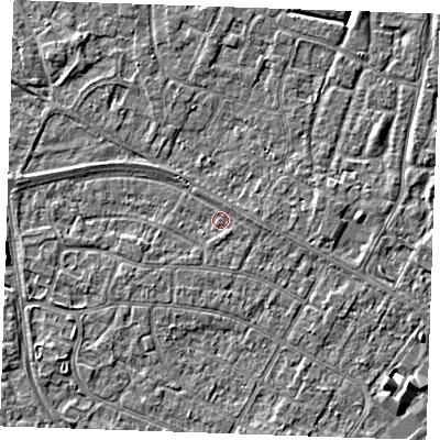 Shaded relief map of the ground around PE252NA, computed from Environment Agency LiDAR. The ground here sits at about 2 m above sea level and falls 3 m across the surrounding 800 m. Surface water reaching this point runs off ground lying to the east, 0.8 m higher.