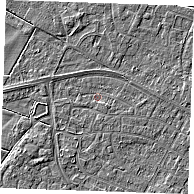 Shaded relief map of the ground around PE252NE, computed from Environment Agency LiDAR. The ground here sits at about 2 m above sea level and falls 3 m across the surrounding 800 m. Surface water reaching this point runs off ground lying to the south-east, 1.1 m higher.