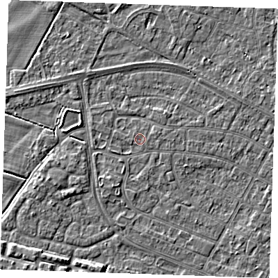 Shaded relief map of the ground around PE252NR, computed from Environment Agency LiDAR. The ground here sits at about 2 m above sea level and falls 4 m across the surrounding 800 m. Surface water reaching this point runs off ground lying to the west-south-west, 0.7 m higher.