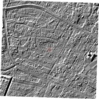 Shaded relief map of the ground around PE252PY, computed from Environment Agency LiDAR. The ground here sits at about 2 m above sea level and falls 4 m across the surrounding 800 m. Surface water reaching this point runs off ground lying to the south-south-west, 0.9 m higher.