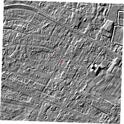 Shaded relief map of the ground around PE252QB, computed from Environment Agency LiDAR. The ground here sits at about 2 m above sea level and falls 3 m across the surrounding 800 m. Surface water reaching this point runs off ground lying to the east, 2.9 m higher.
