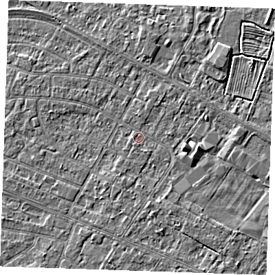 Shaded relief map of the ground around PE252QF, computed from Environment Agency LiDAR. The ground here sits at about 2 m above sea level and falls 3 m across the surrounding 800 m. Surface water reaching this point runs off ground lying to the east, 2.9 m higher.